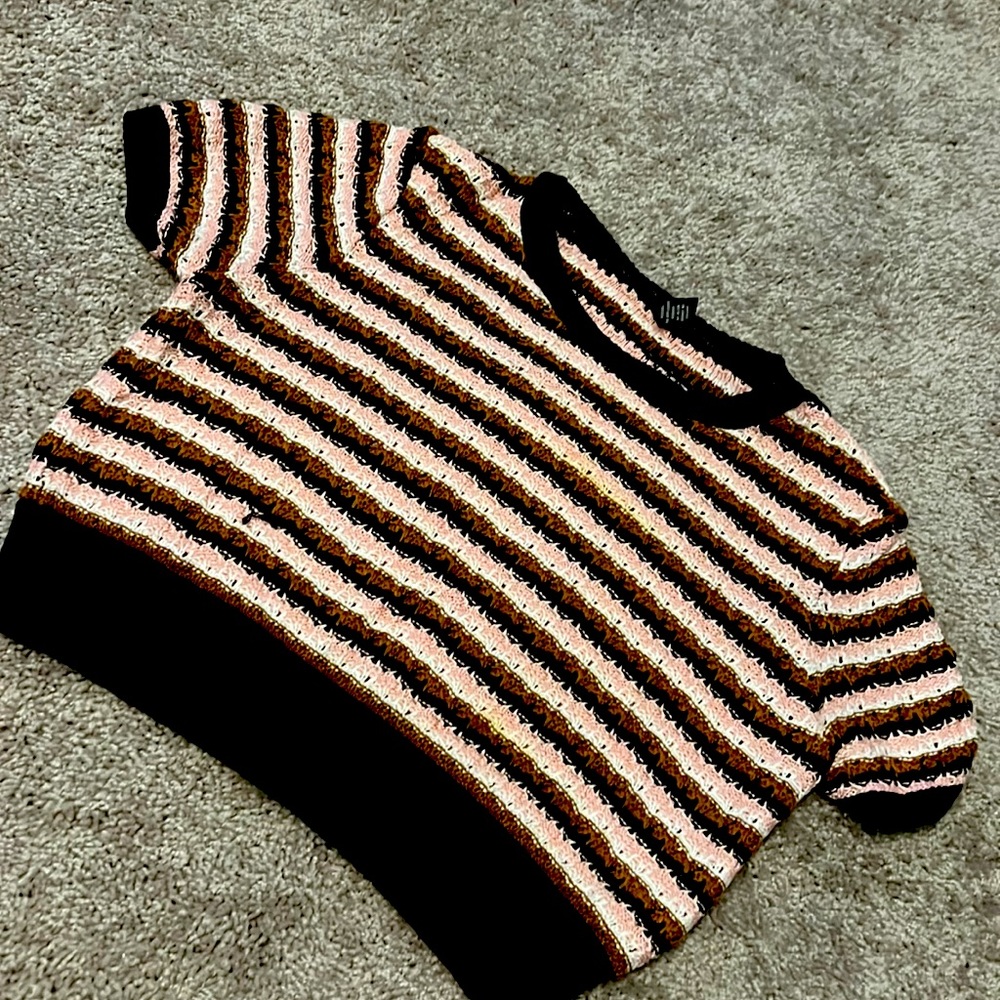 Large Crochet knit short sleeve crop top